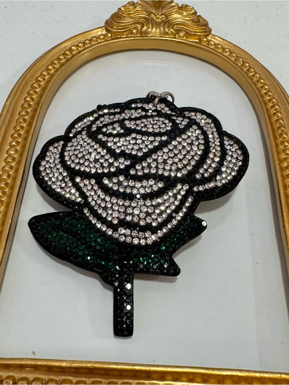 New Crystal Silver Rose Keychain Bag Charm
